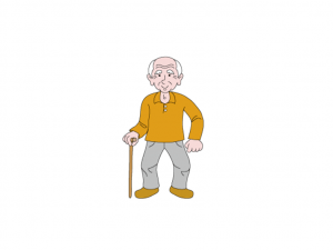 杖を持つおじいさん
