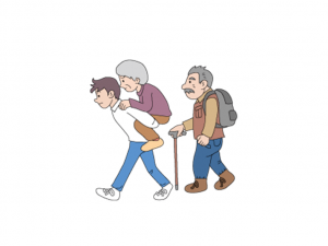 歩く家族